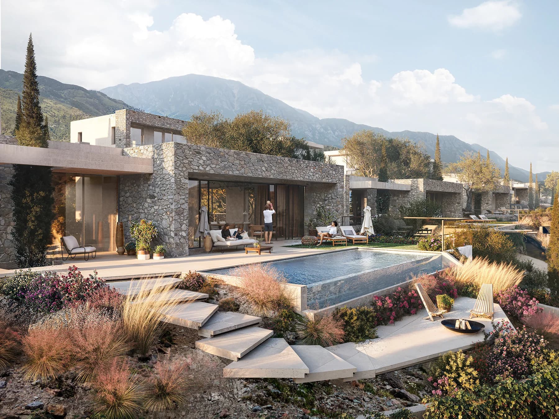 Boka View stone villa with a landscaped private infinity pool